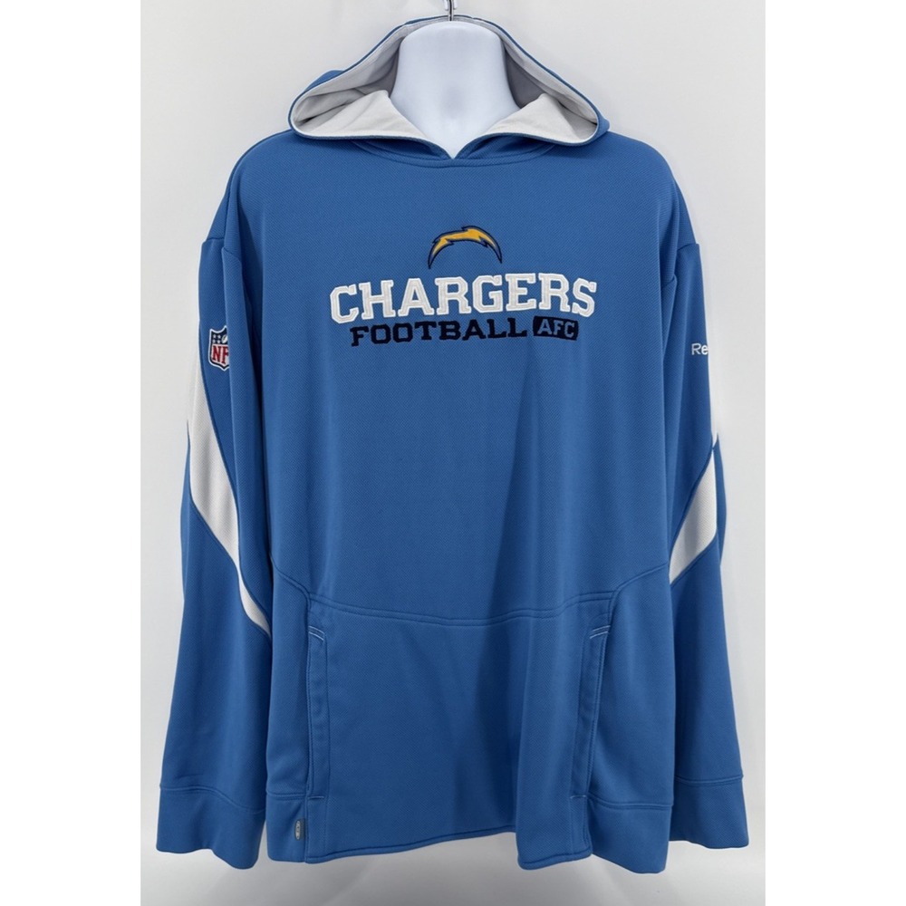 LA Chargers Hoodie Reebok NFL On Field Play Dry Men 2XL Pullover Blue Football